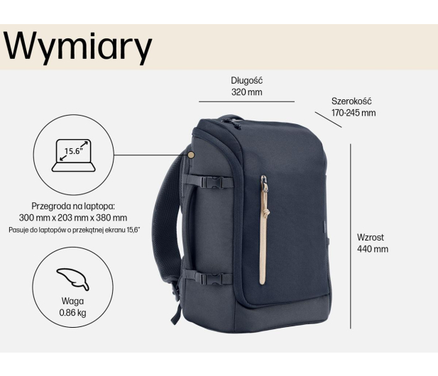 HP Travel 25L 15,6" szaro-niebieski - 1504923 - zdjęcie 6